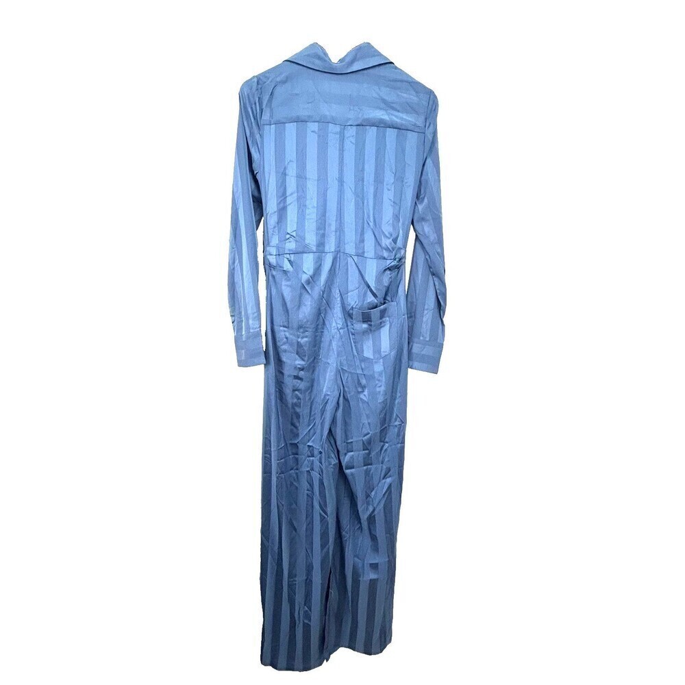 Choosy‎ Lafayette Womens Sz 4 Blue Striped Jumpsuit Pockets Front Tie Comfort H4 - Picture 8 of 12